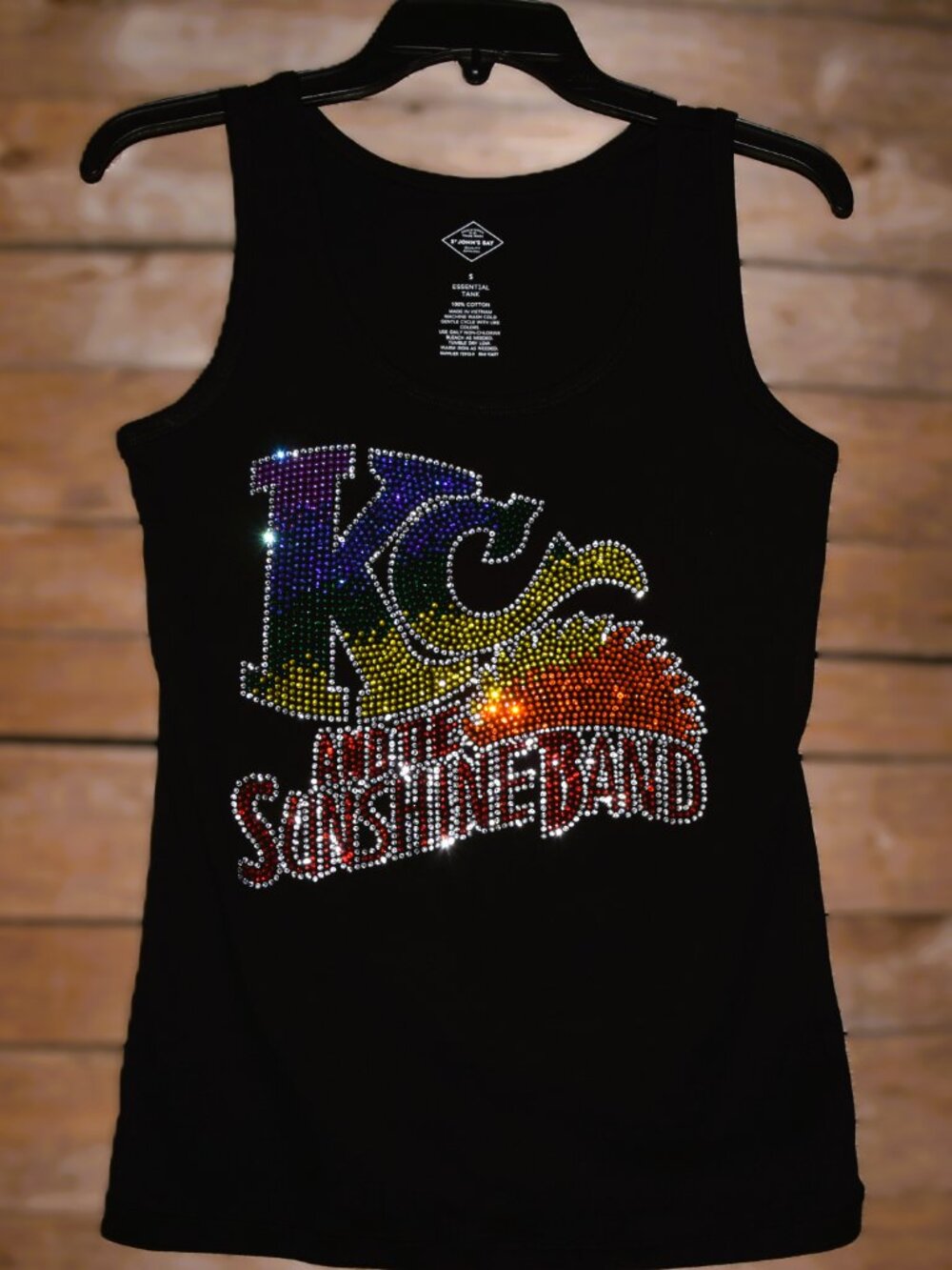 KC & Sunshine Band Rhinestone bling black sleeveless tank XS,S,M,L,XL,XXL, …